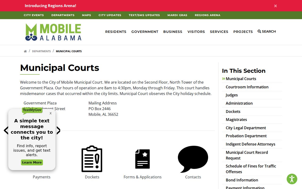 Mobile Municipal Court official information page