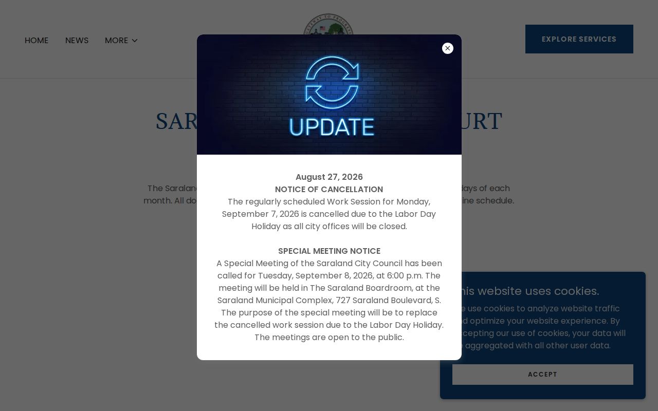 Saraland Municipal Court court and warrant information