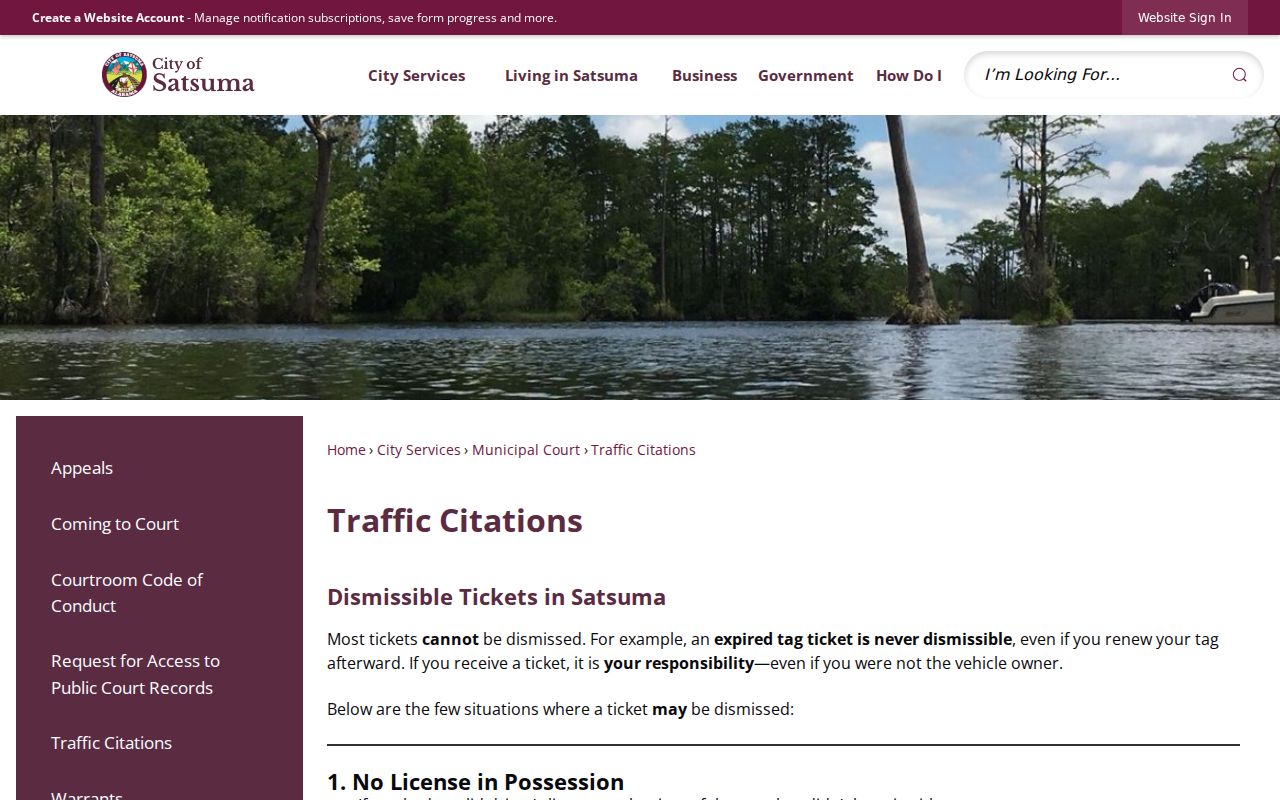 Satsuma traffic citation compliance information